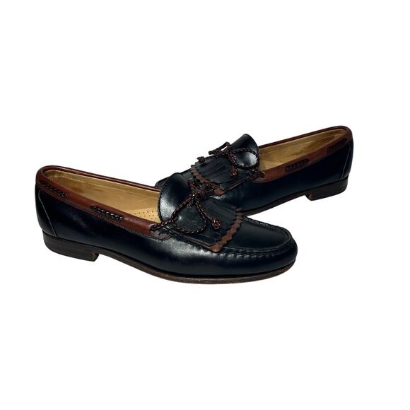 Allen Edmonds Loafers VTG Woodstock Black Brown Leather Tasseled Preppy 10.5D - Picture 1 of 10